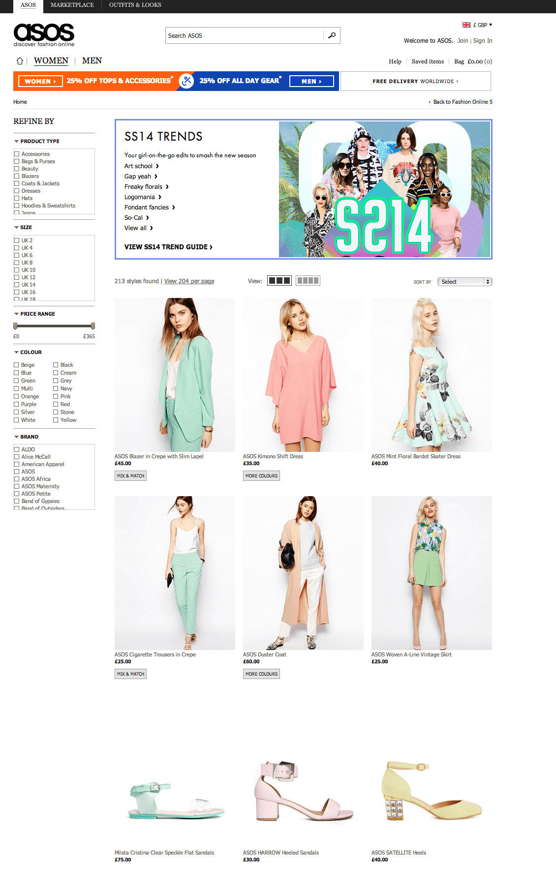 eCommerce Site Search Data - Asos