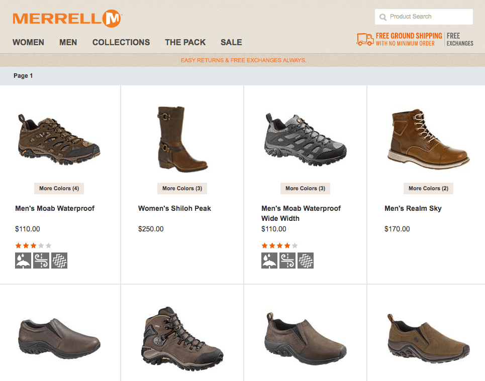 This Week Under the Site Search Scanner - Merrell.com